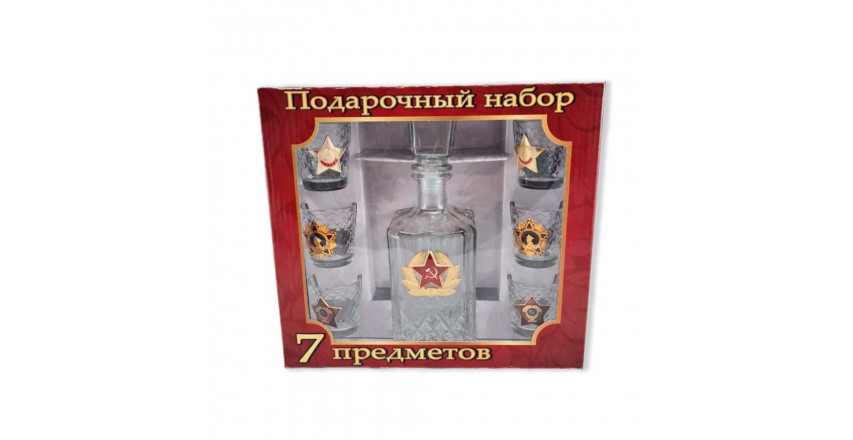 Посуда набор патриотический, графин и 6 рюмок, символика в асс. СССР