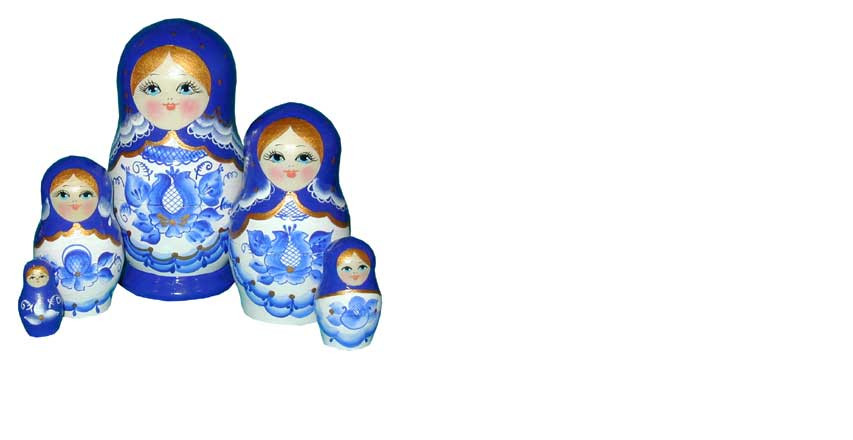 Матрешка Сергиево Посадская 5 мест Гжель