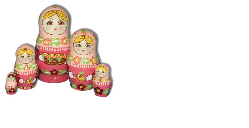 Матрешка Сергиево-Посадская 5 мест корзина яблок